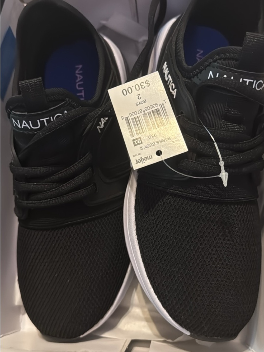 Nautica boys Black and White Slip-On Athletic Sneakers